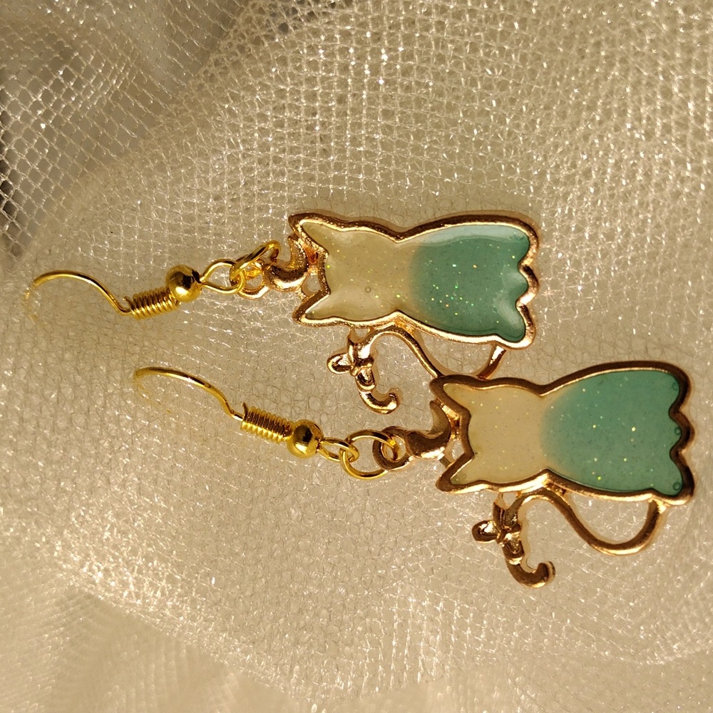 Cat Sparkling Earring Drop Pet Animal Gold Cat Earrings for Women’s Acce…